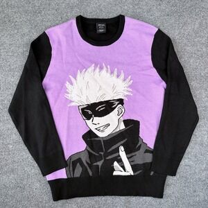 Jujutsu Kaisen Satoru Gojo Sweater Mens L Purple Black Knit Crunchyroll Anime